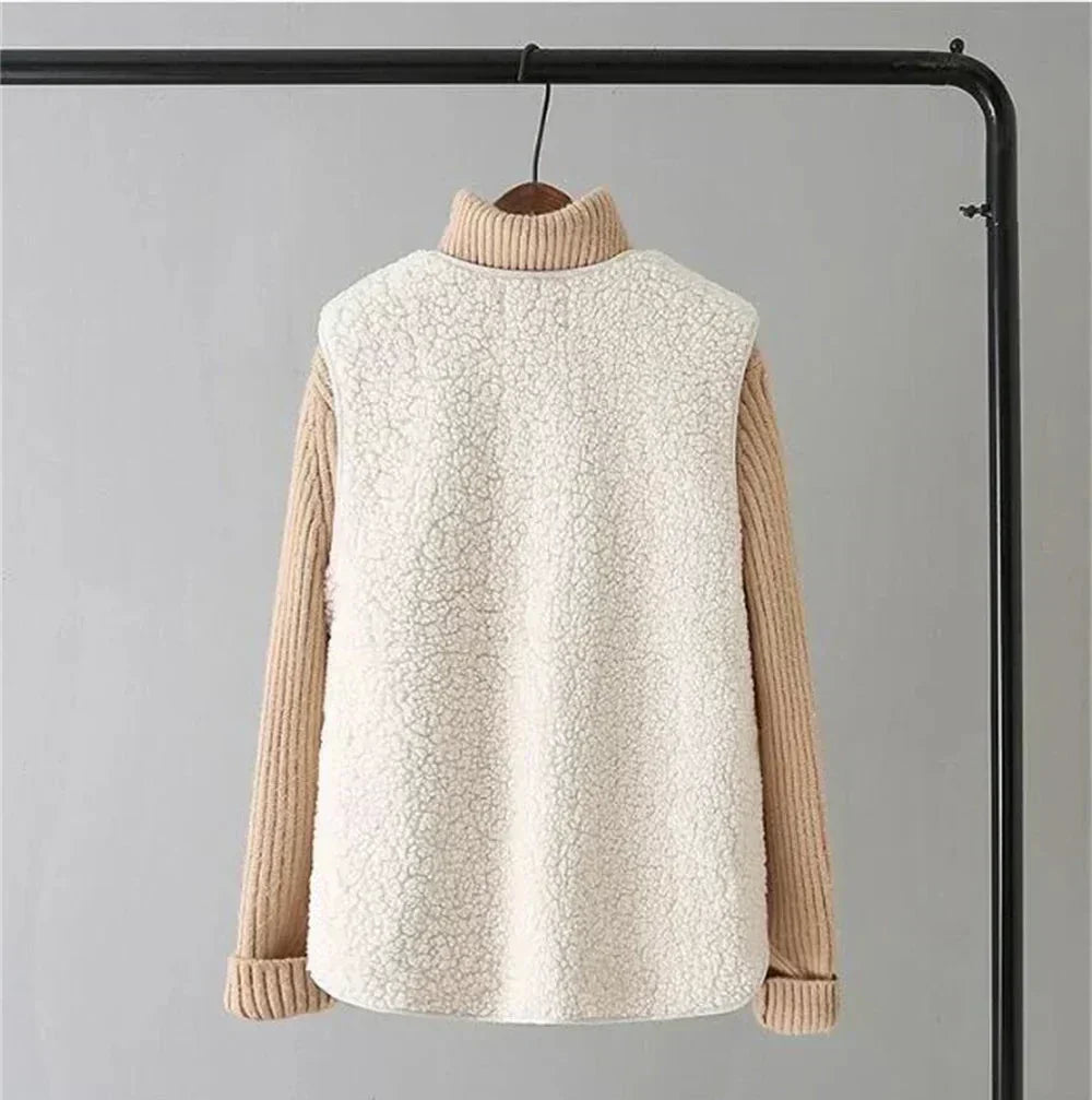 Avriel - Manteau sans manches pour femmes en laine d'agneau