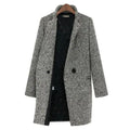 Sarah - Manteau long chaud en tweed gris col tailleur