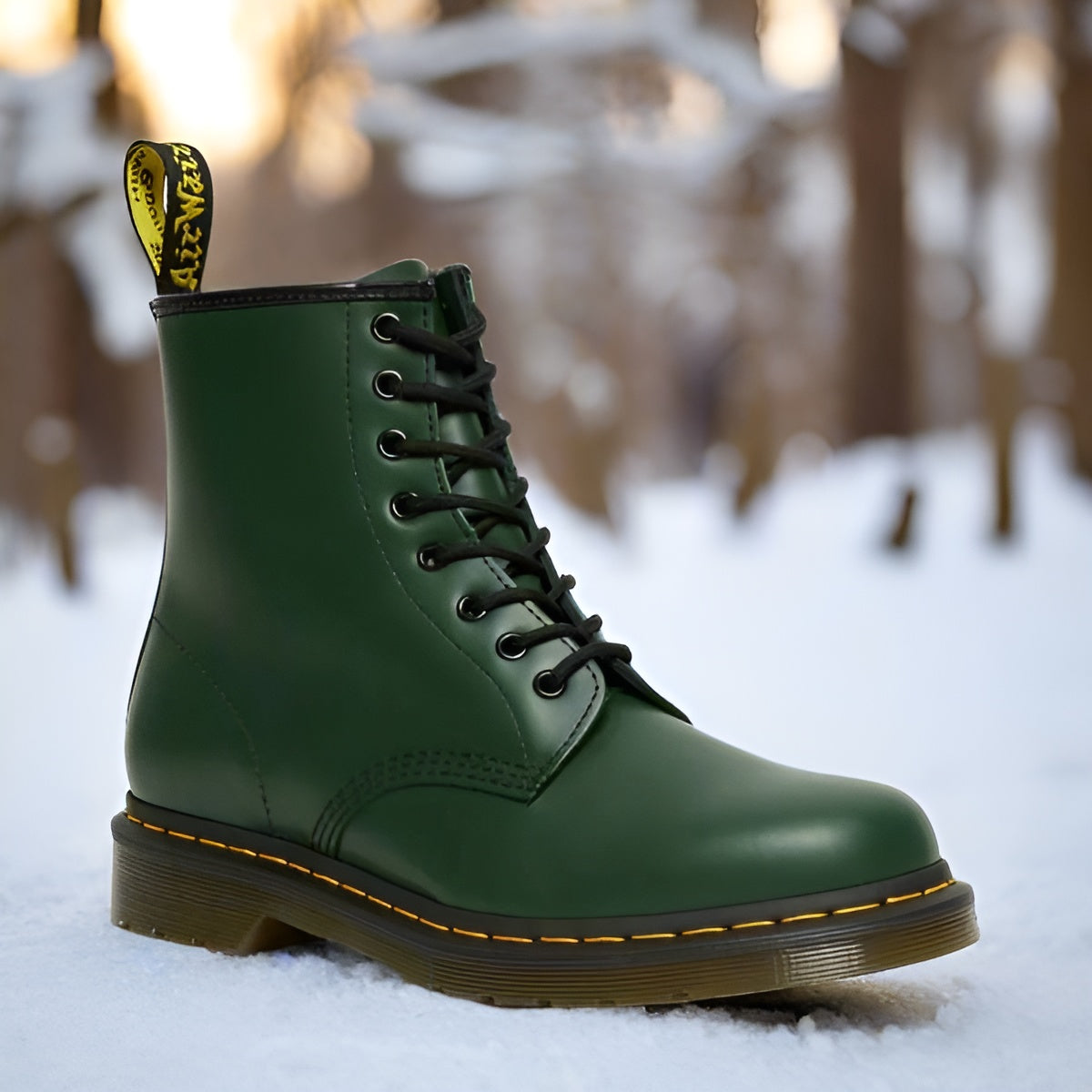 Bottines à lacets en cuir noir semelle crantée