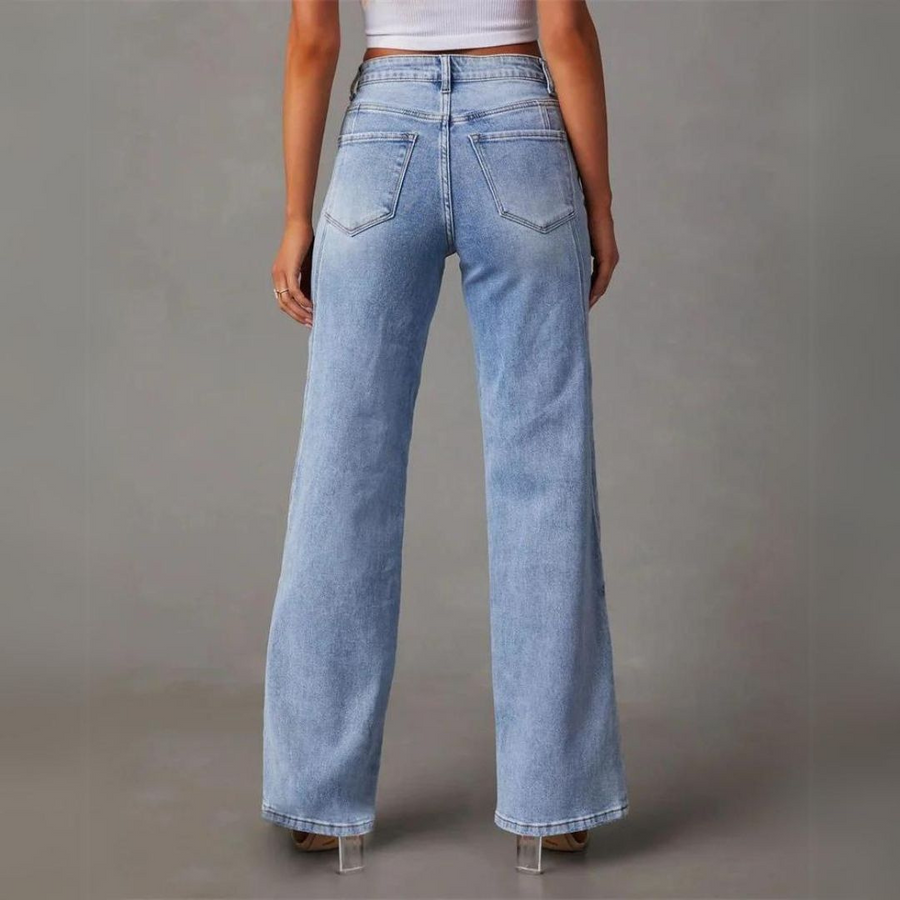 Jeans larges à taille haute
