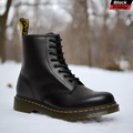 Bottines à lacets en cuir noir semelle crantée