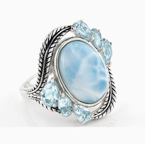 Bague Femme à Pierre Ovale aux Reflets Colorés Turquoise