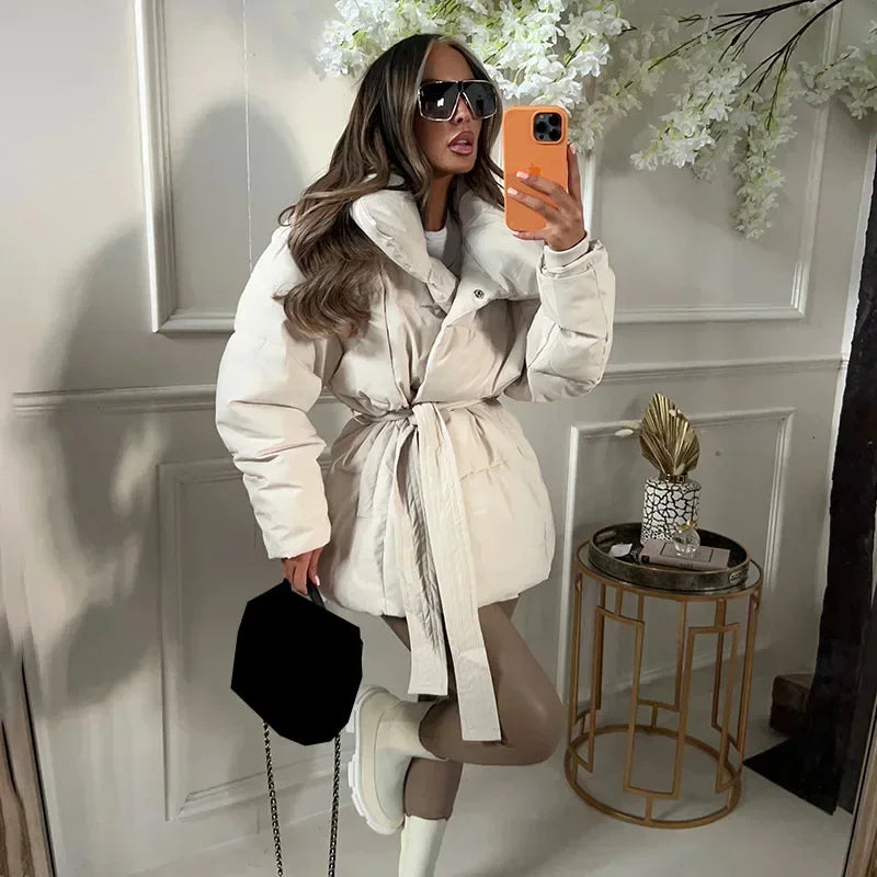 Désirée - Manteau Court Femme Col Montant Taille Cintrée