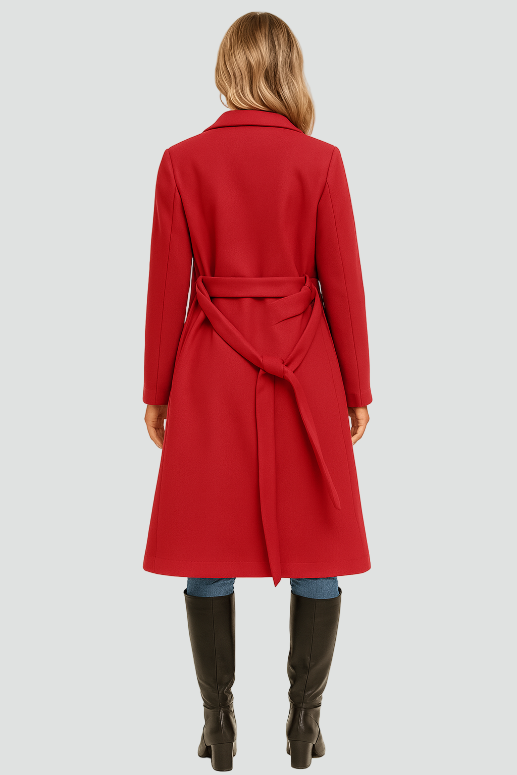 Manteau ceinture à nouer et revers crantés pour femmes