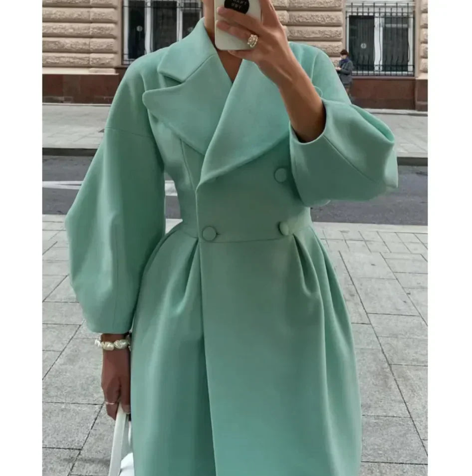 Joëlle - Manteau Long à Manches Lanternes Vintage