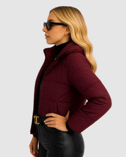 Doudoune Courte Femme Col Montant Poches Zippées – Coupe Moderne