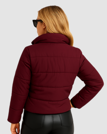 Doudoune Courte Femme Col Montant Poches Zippées – Coupe Moderne