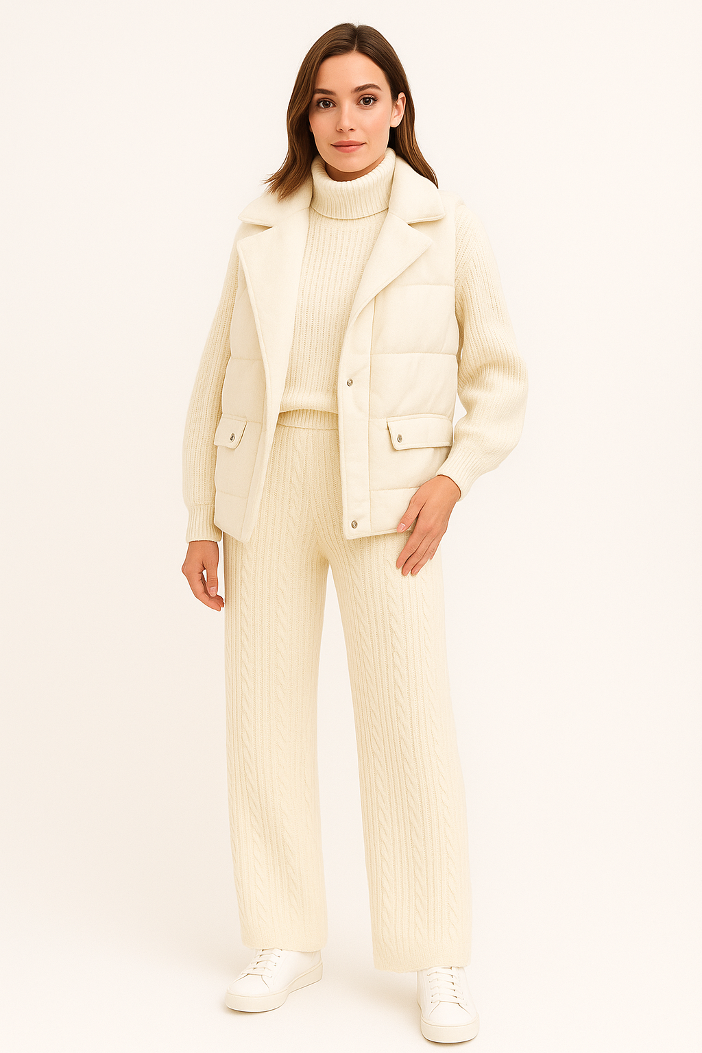 Gilet Doudoune Femme Sans Manches Tricot Col Montant – Confort Hiver | Style Automne Hiver