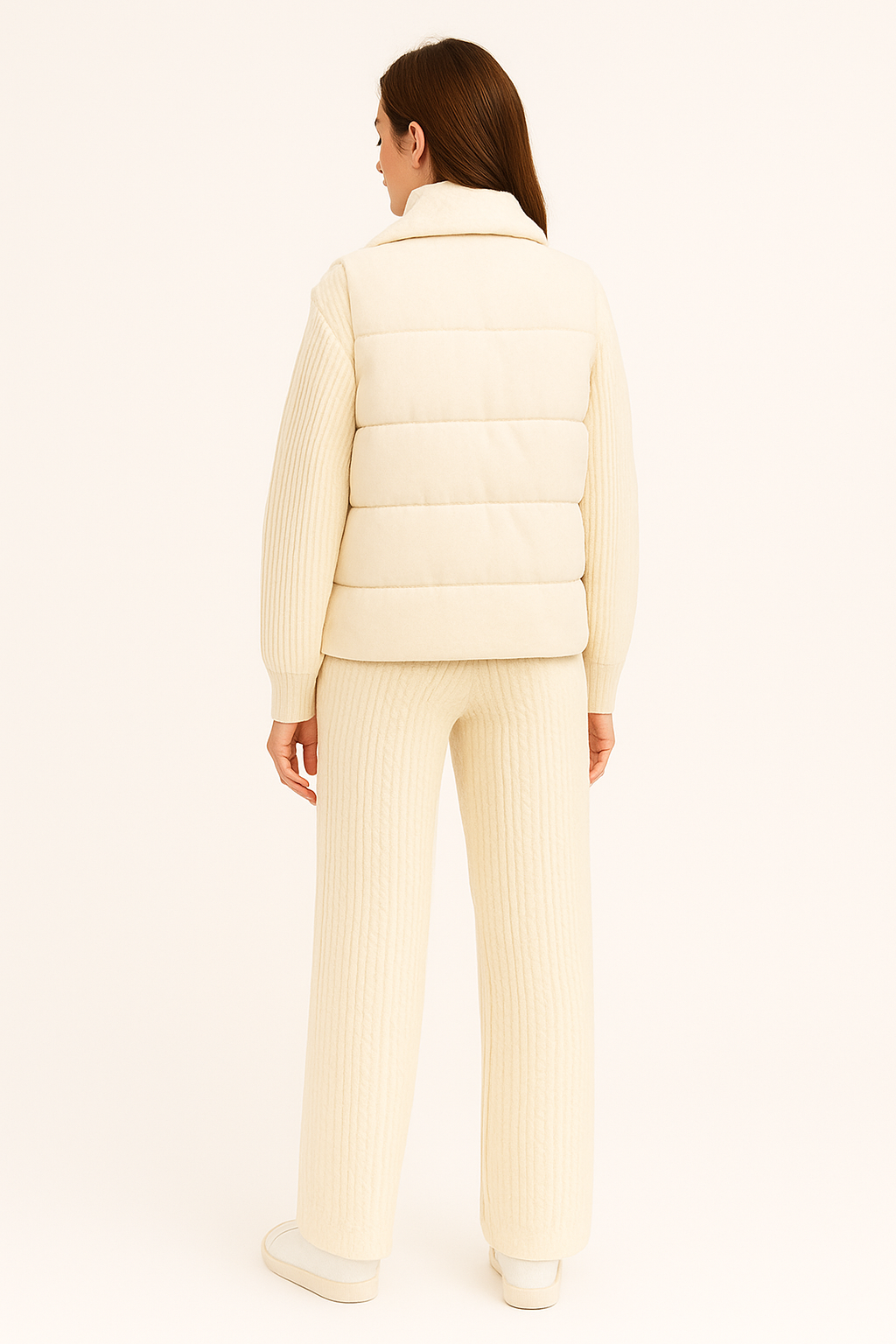 Gilet Doudoune Femme Sans Manches Tricot Col Montant – Confort Hiver | Style Automne Hiver