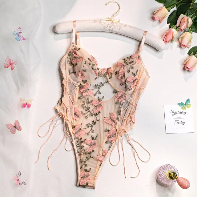 Céline™ | Body à papillons brodés
