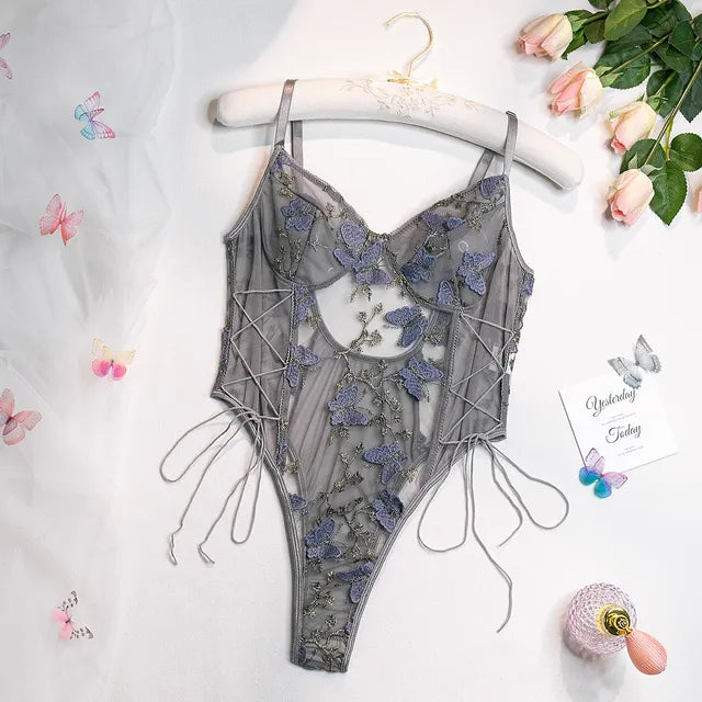 Céline™ | Body à papillons brodés