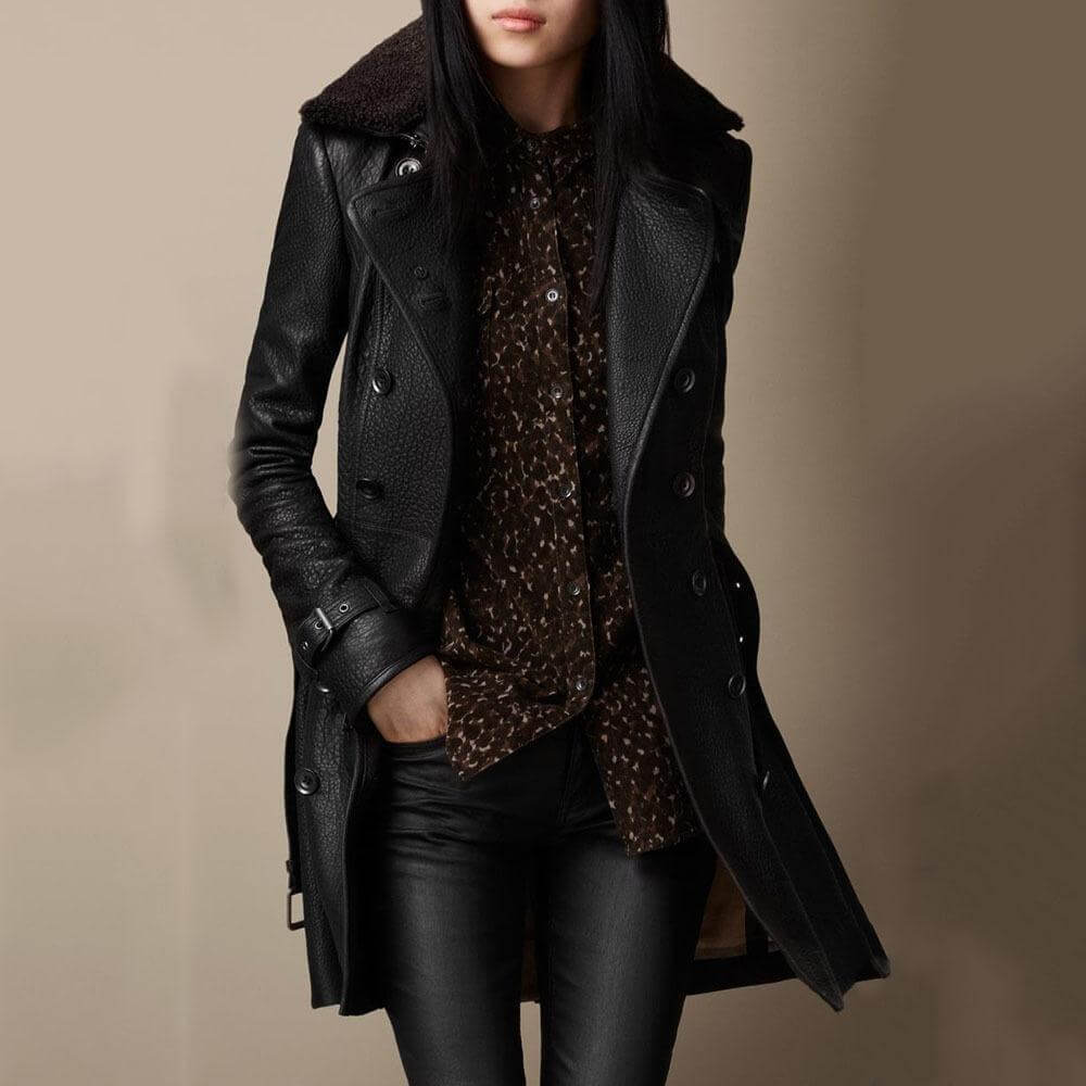 Aurélie - Manteau en cuir élégant