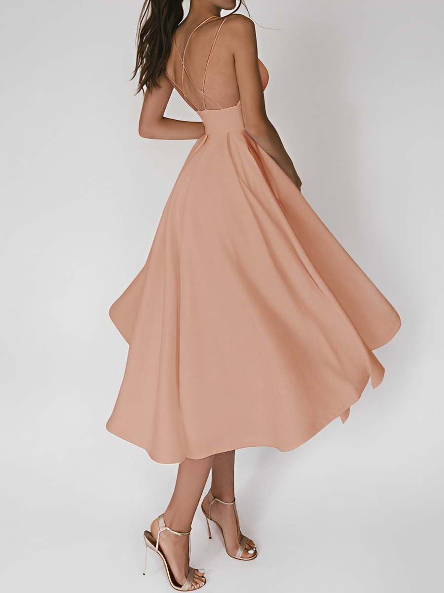 Robe midi pour femmes | Sans manches avec bretelles fines | Élégante et polyvalente pour toutes occasions