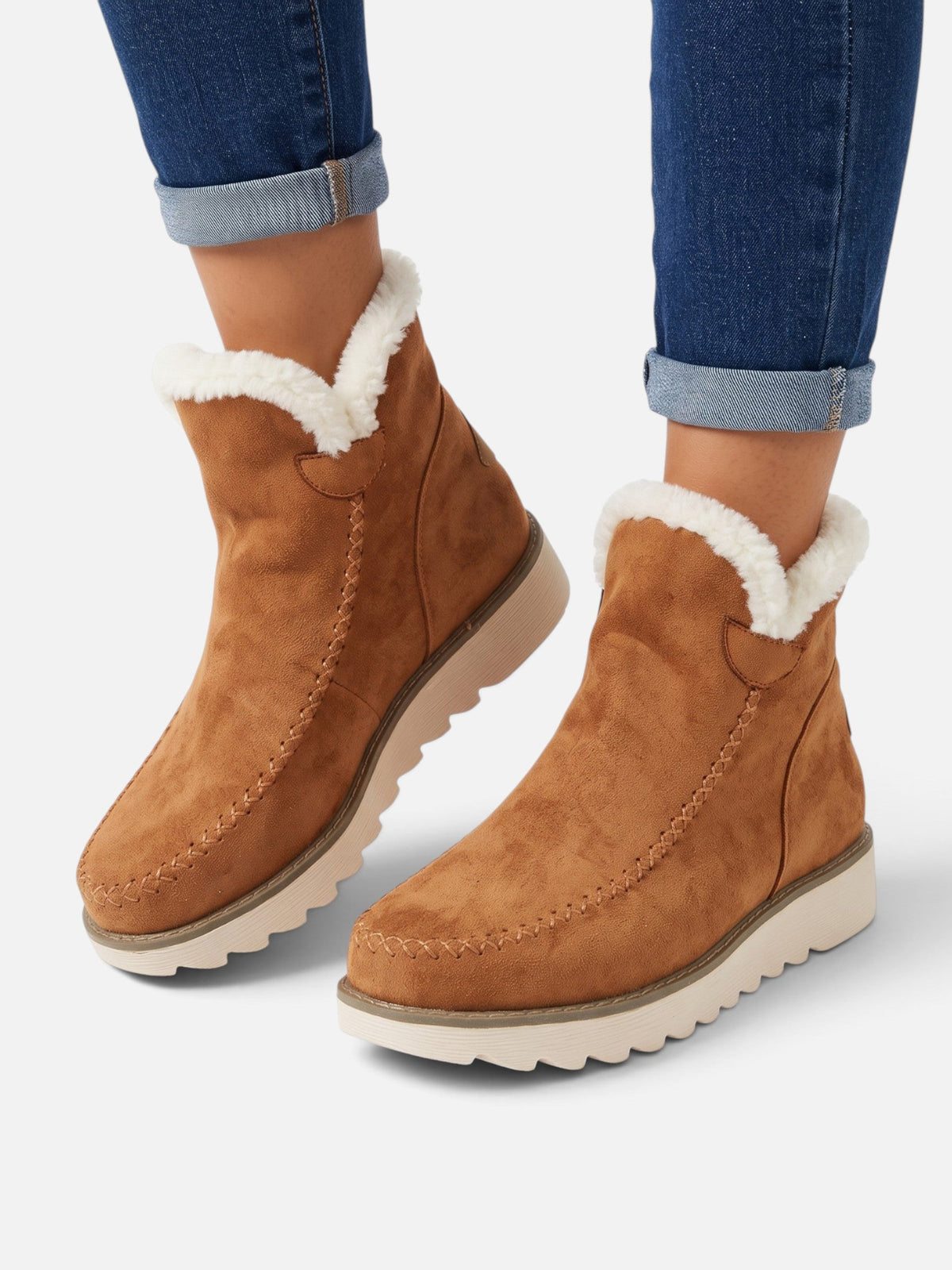 Bottines Femme Compensées Effet Daim Bord Fourrure