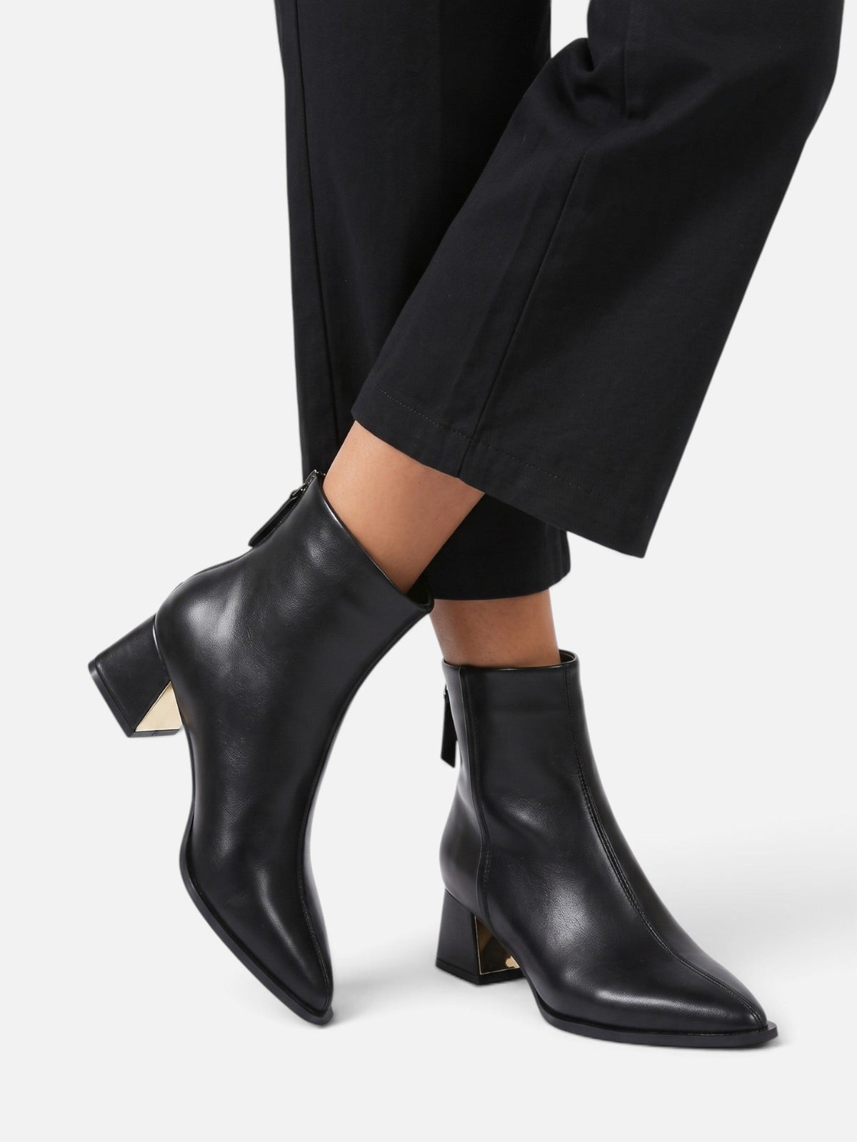Bottines Femme Cuir Bout Pointu Talon Bloc