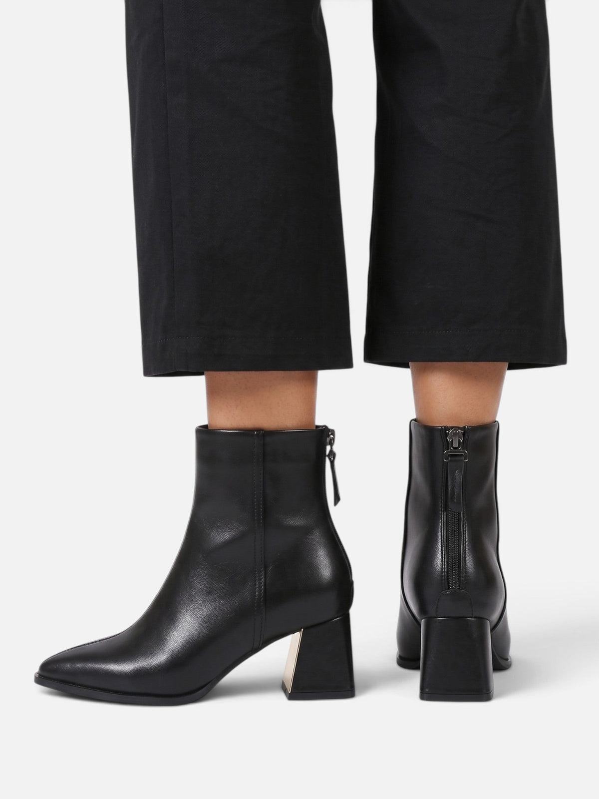 Bottines Femme Cuir Bout Pointu Talon Bloc