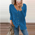 Cardigan col V boutonné manches longues pour femmes