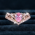 Bague Femme à Motif Floral Pierre Décorative Rose