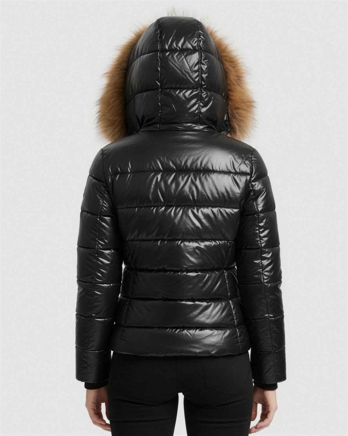 Doudoune Femme Brillante Capuche Fausse Fourrure – Ultra Chaude & Élégante