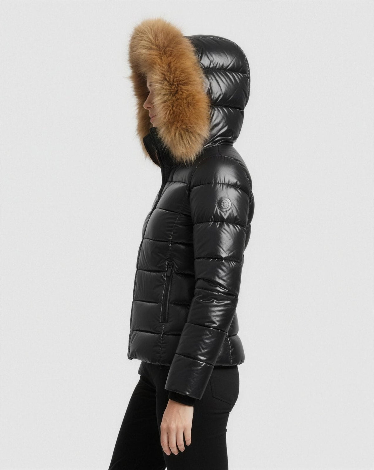 Doudoune Femme Brillante Capuche Fausse Fourrure – Ultra Chaude & Élégante