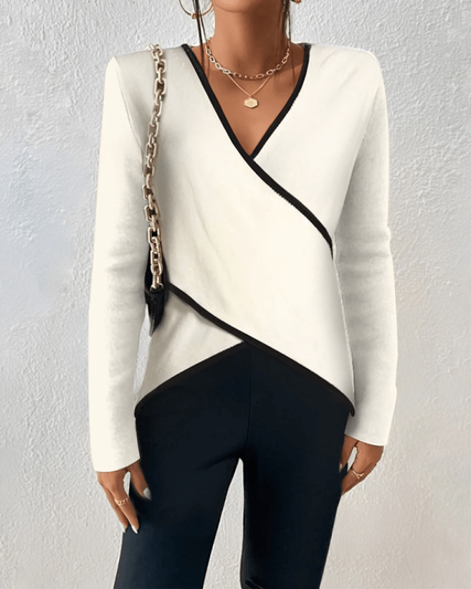 Élégant pull cache-cœur à col en V pour femme