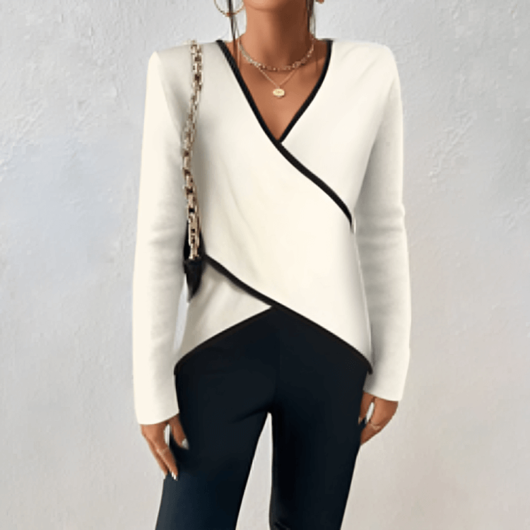 Élégant pull cache-cœur à col en V pour femme