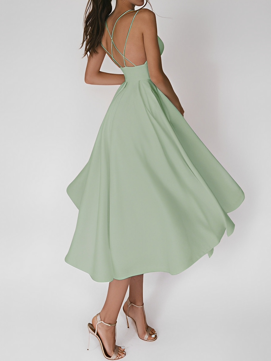 Robe midi pour femmes | Sans manches avec bretelles fines | Élégante et polyvalente pour toutes occasions