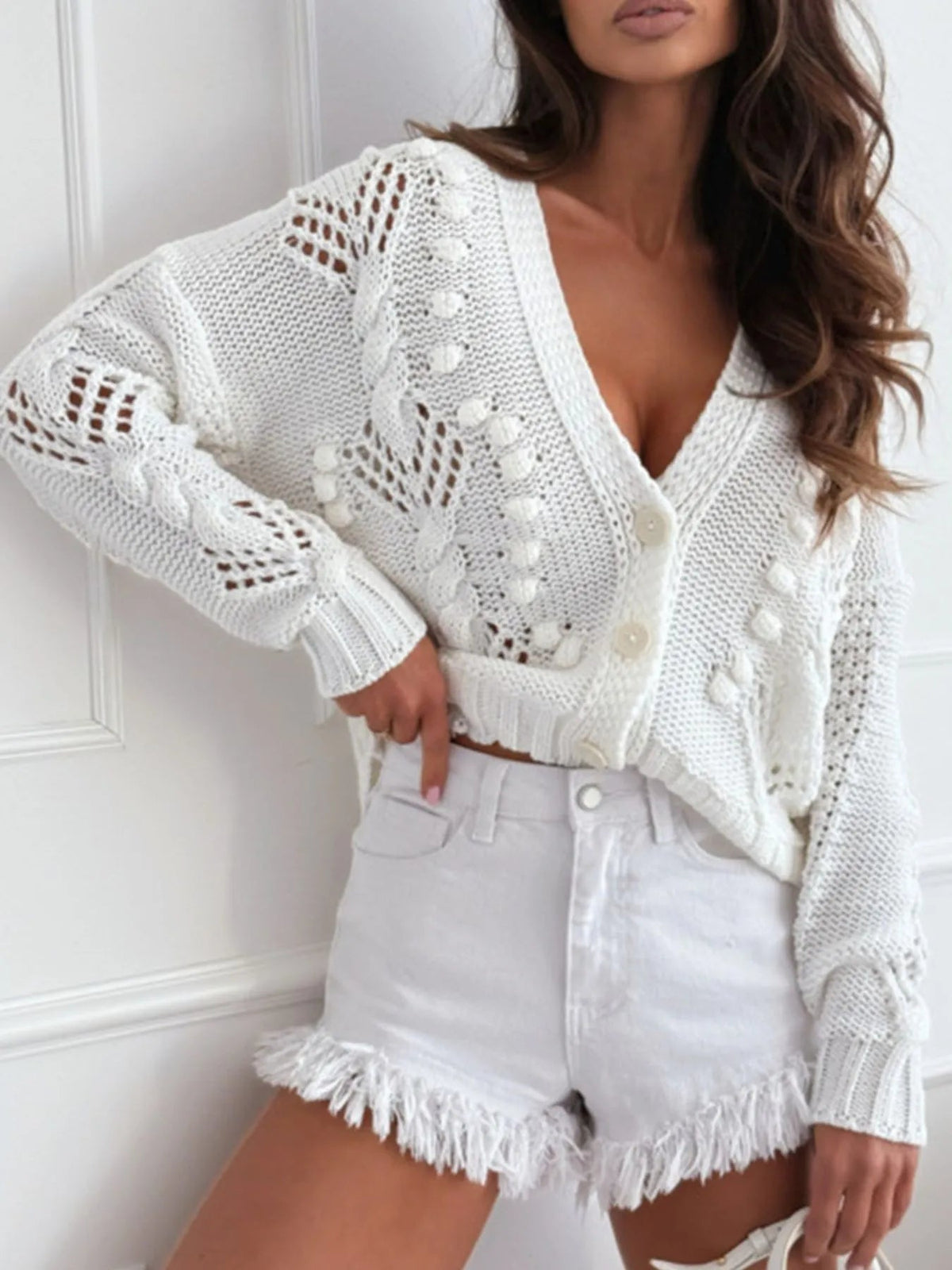 Edlyn - Cardigan boutonné doux et confortable à col en V