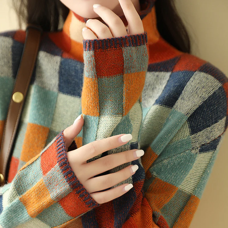 Pull à Carreaux Multicolores Adalynn | Look Décontracté | Coupe Oversize Confortable