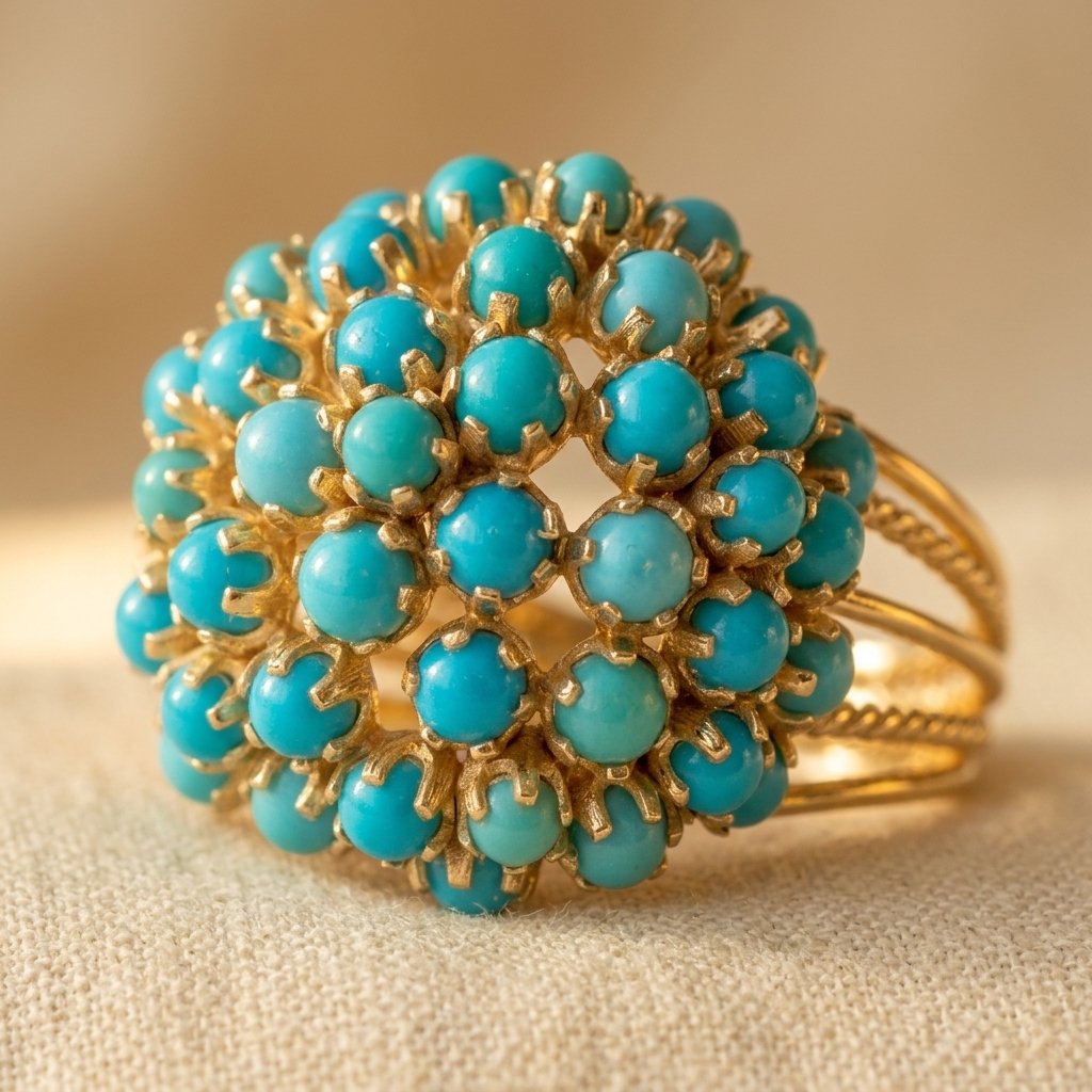 Bague Cocktail Femme Motif Cluster Rouge