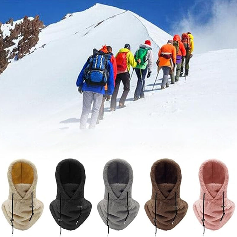 Bonnet cagoule en polaire beige tour de cou