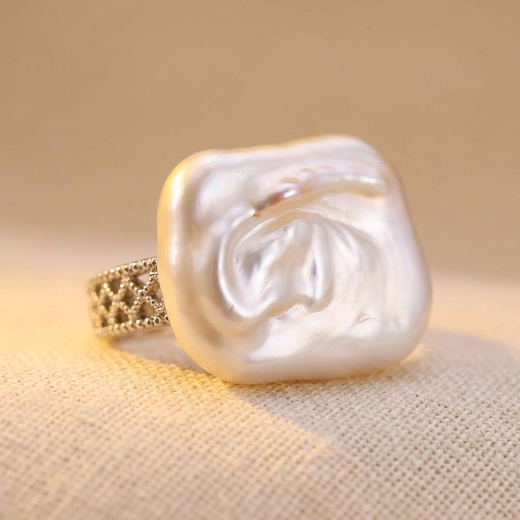 Bague Femme Baroque Effet Perle