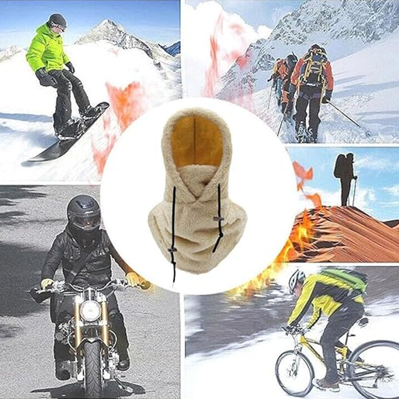 Bonnet cagoule en polaire beige tour de cou