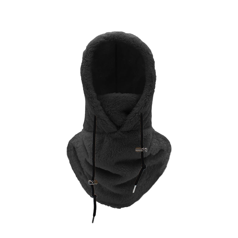 Bonnet cagoule en polaire beige tour de cou