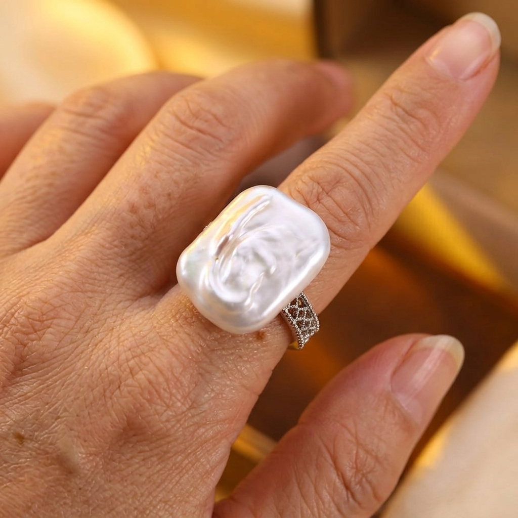 Bague Femme Baroque Effet Perle