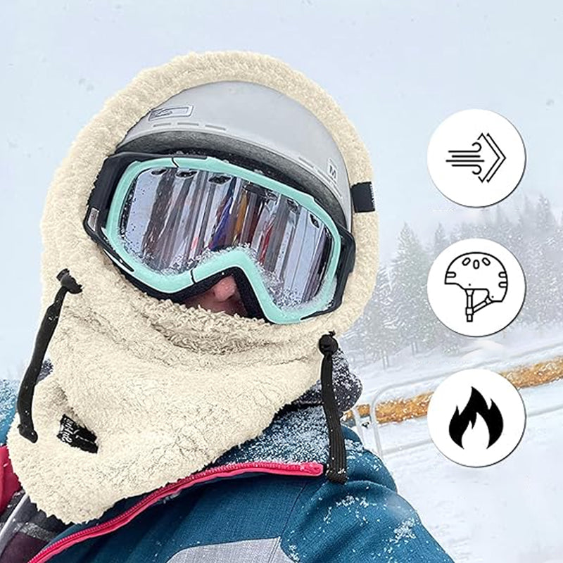 Bonnet cagoule en polaire beige tour de cou