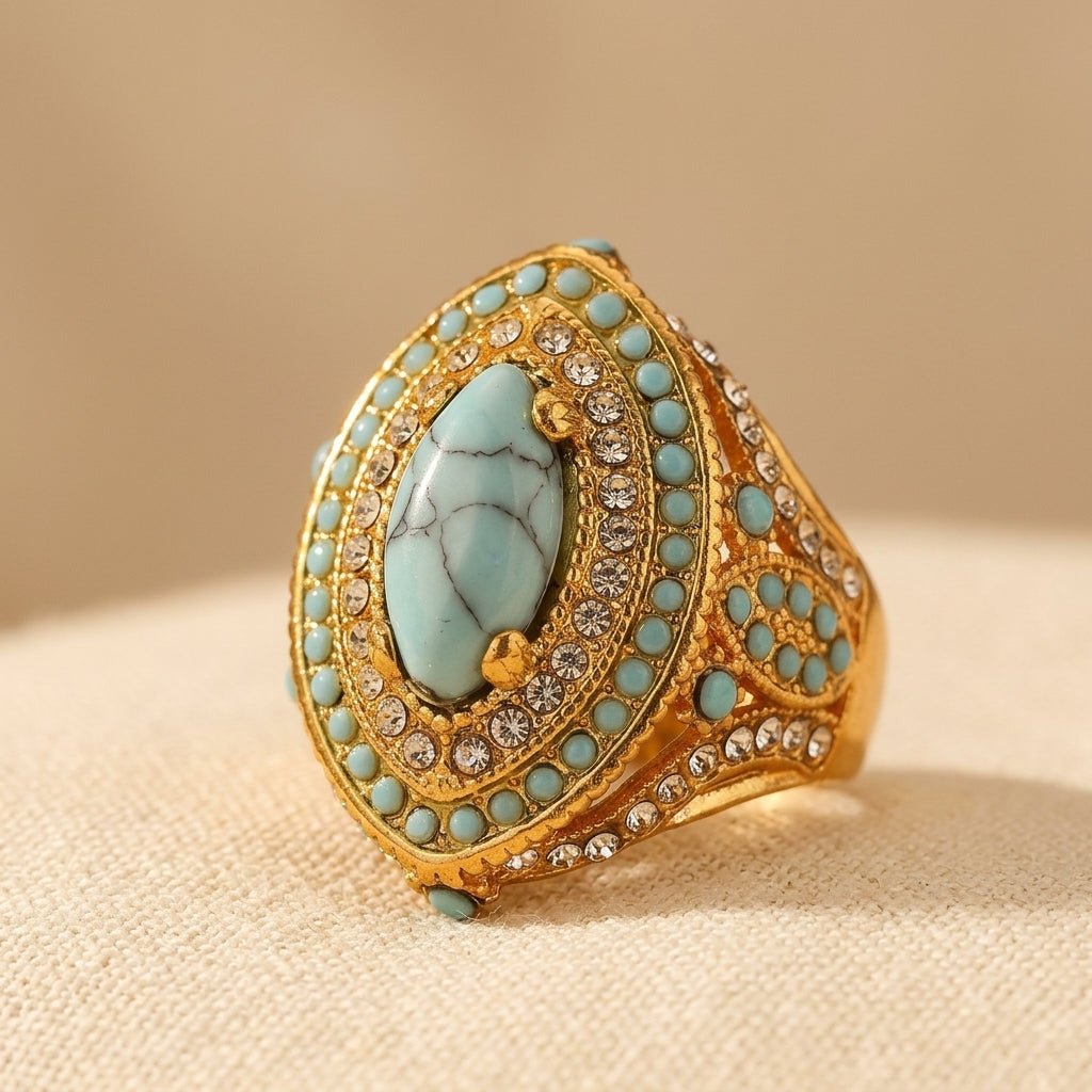 Bague Femme Esprit Vintage Statement Rouge