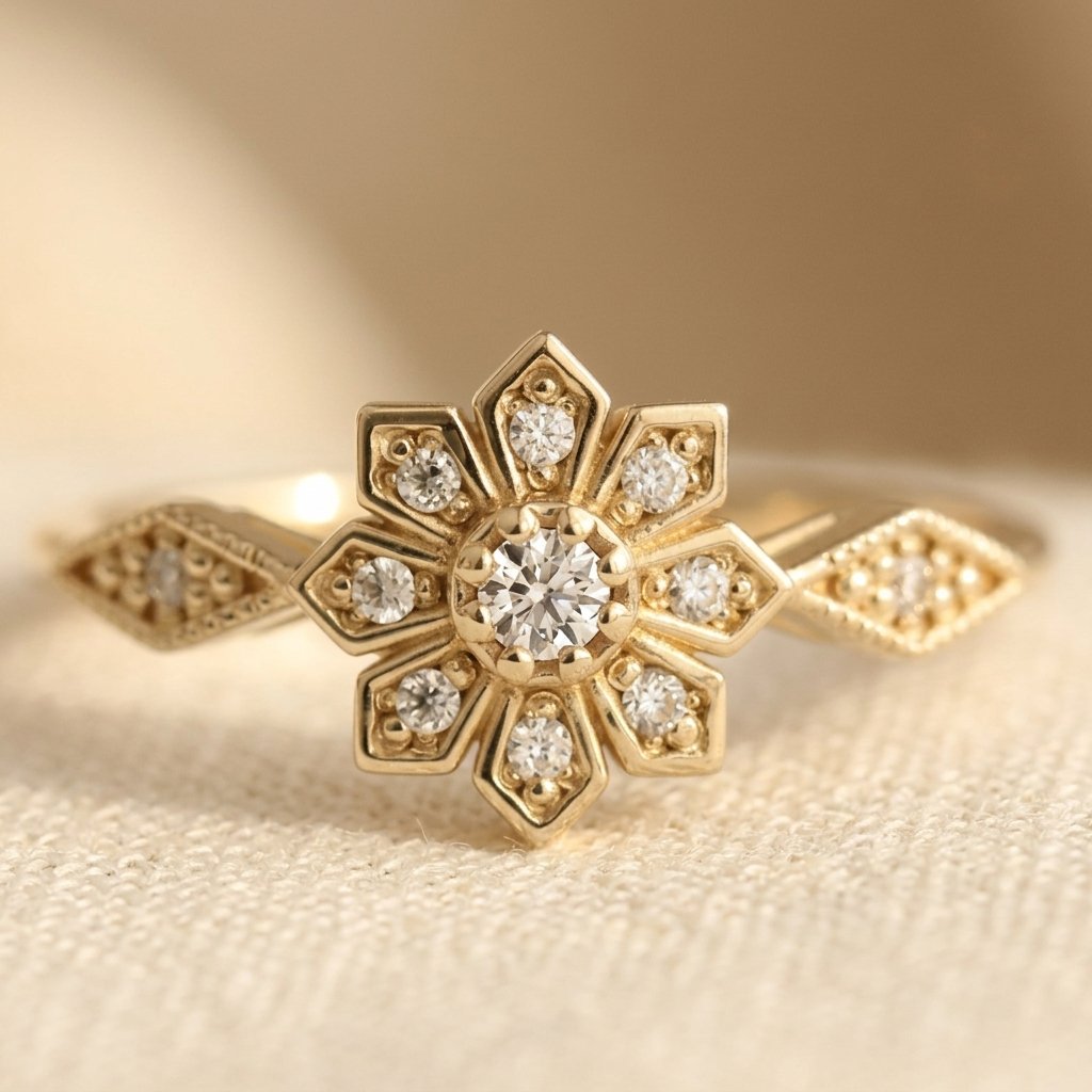 Bague Femme Florale Rouge Statement