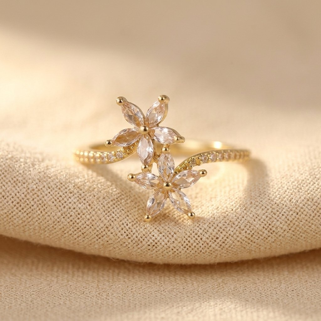 Bague Femme Florale Brillante Statement