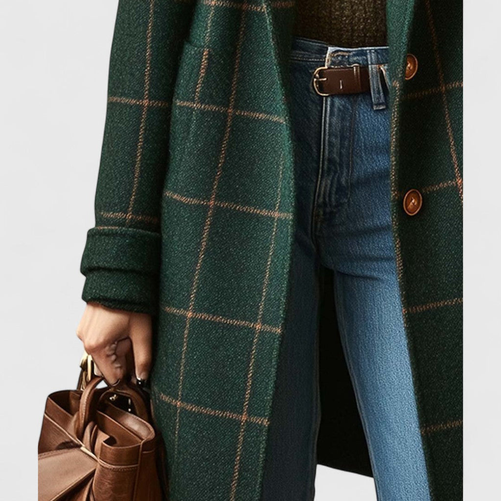 Elivara - Manteau à Carreaux Élégant pour Femme