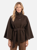 Manteau cape à col montant et ceinture pour femmes