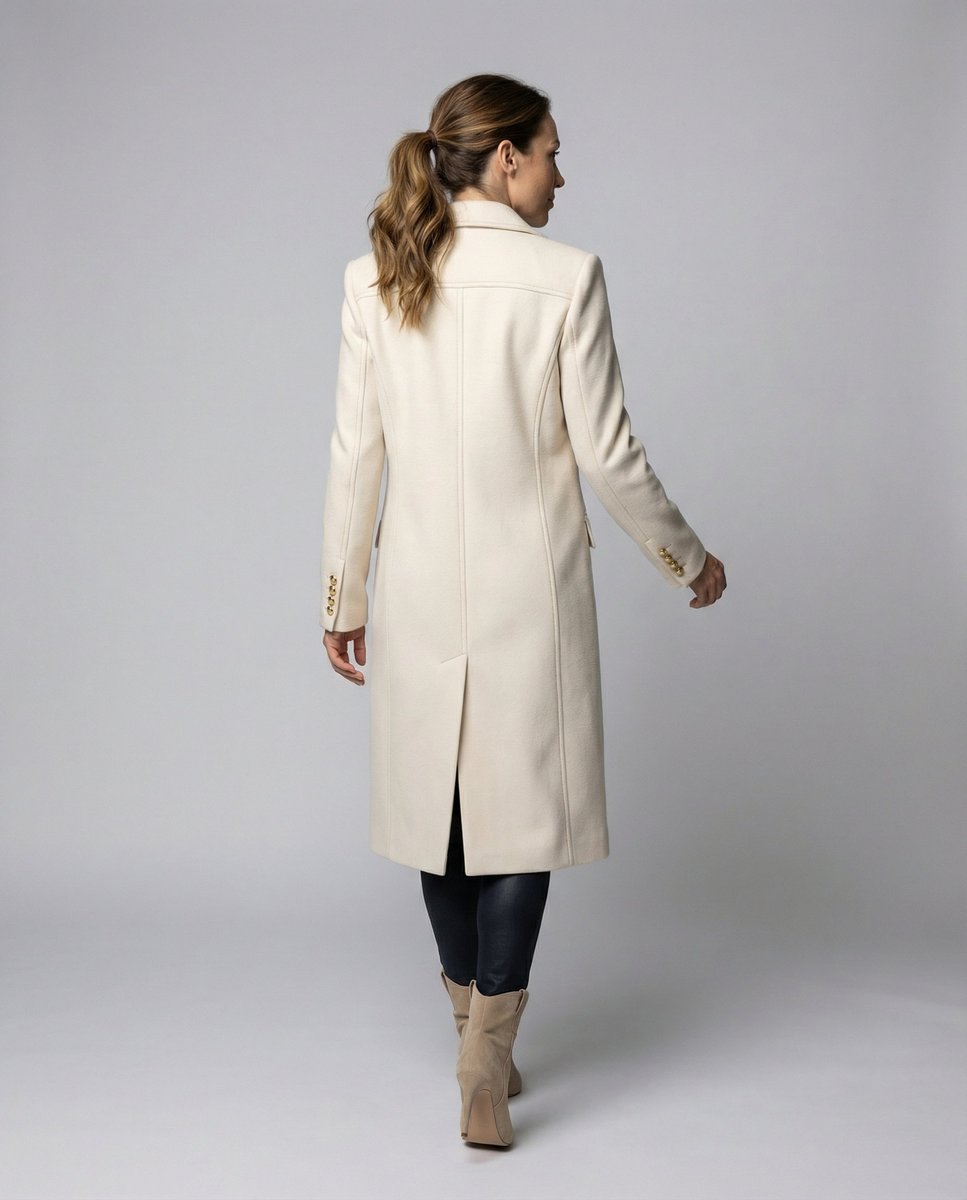 Manteau long croisé à double boutonnage pour femmes