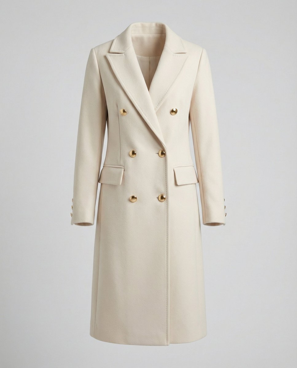 Manteau long croisé à double boutonnage pour femmes