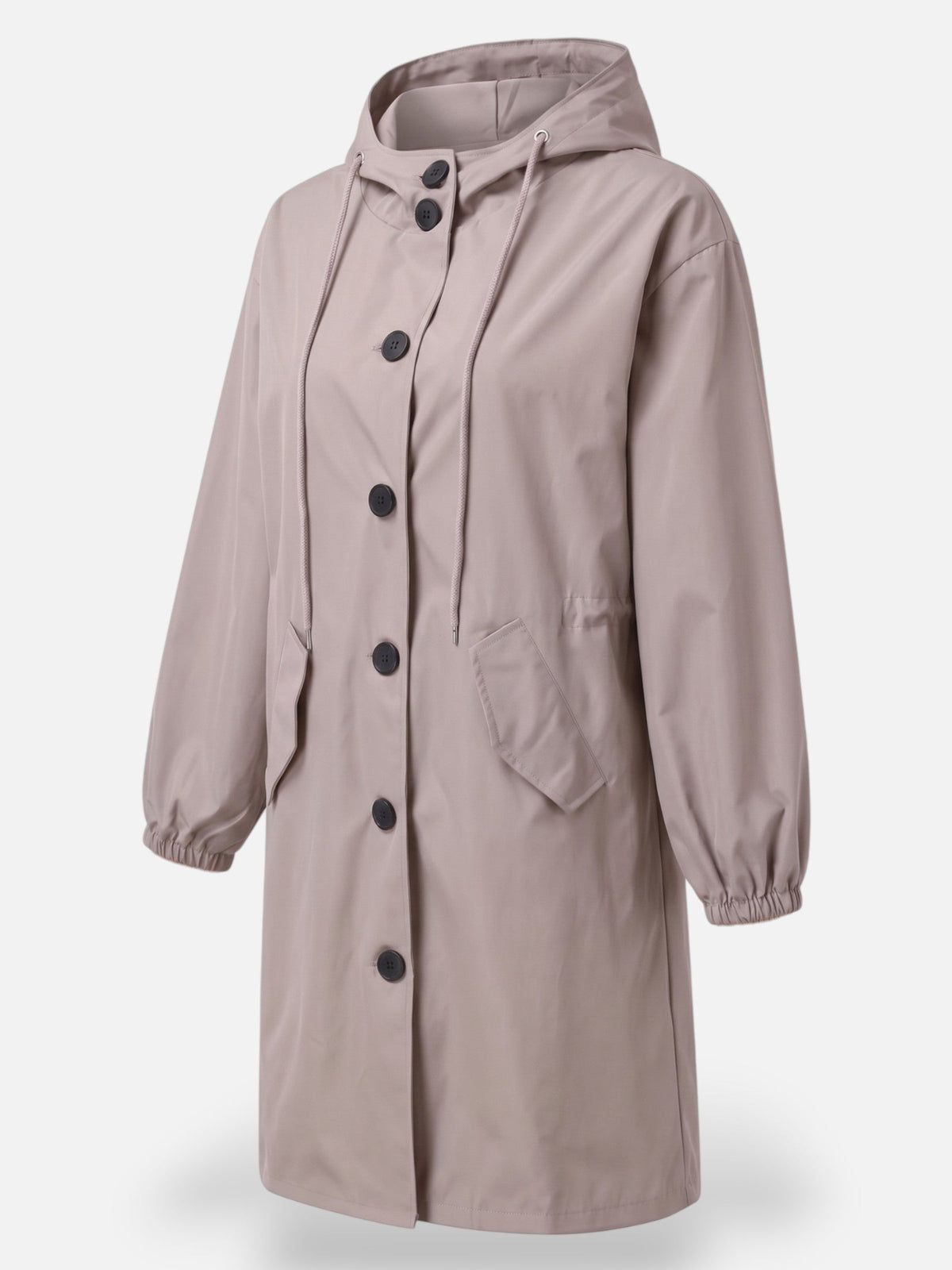 Manteau long imperméable pour femme avec capuche et poches