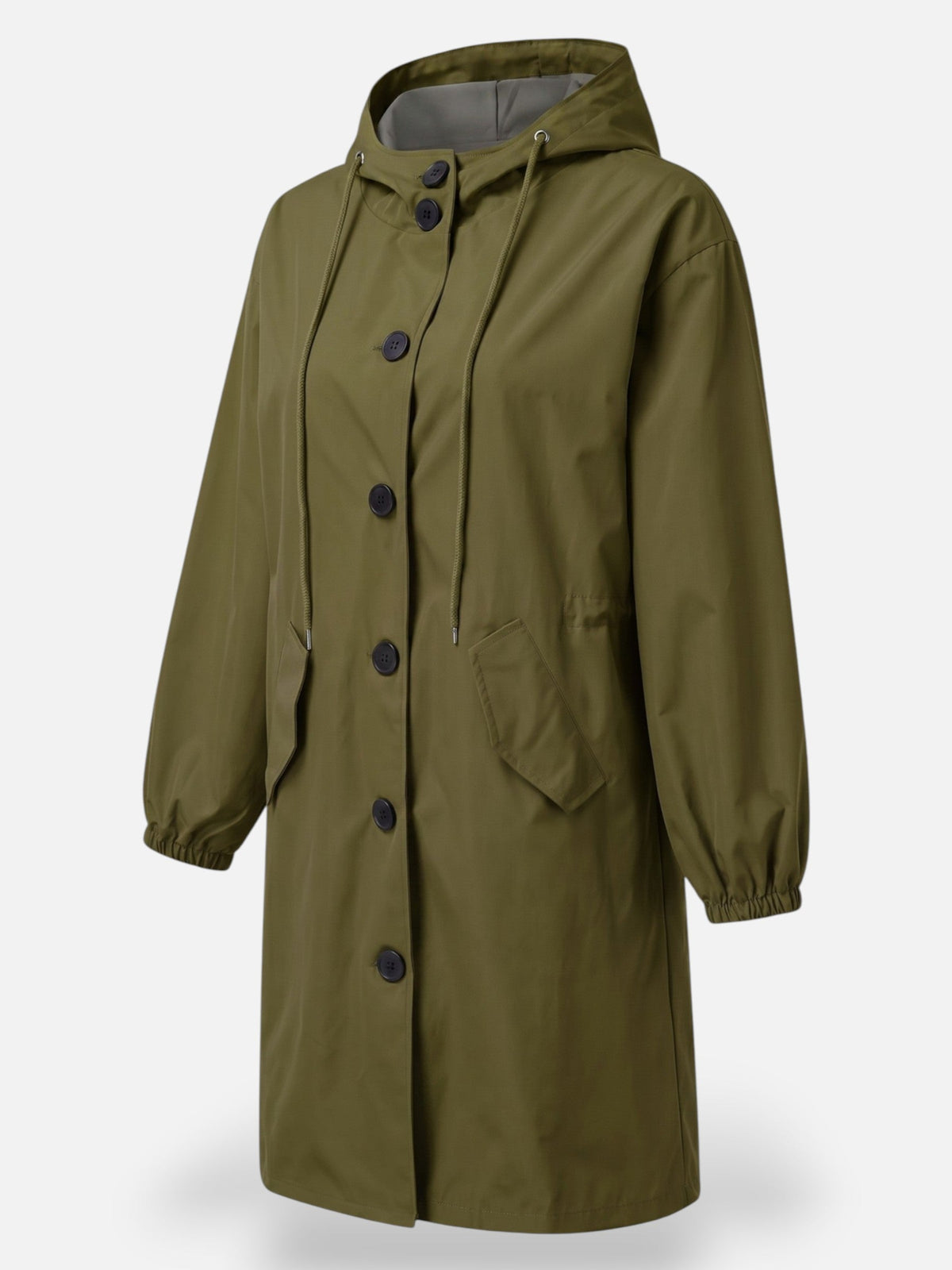 Manteau long imperméable pour femme avec capuche et poches