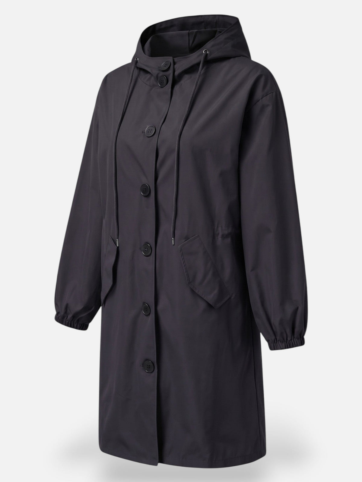 Manteau long imperméable pour femme avec capuche et poches