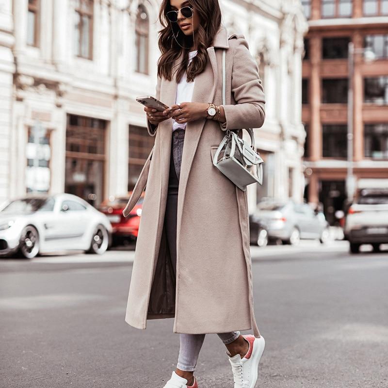 Manteau Long pour Femme avec Ceinture