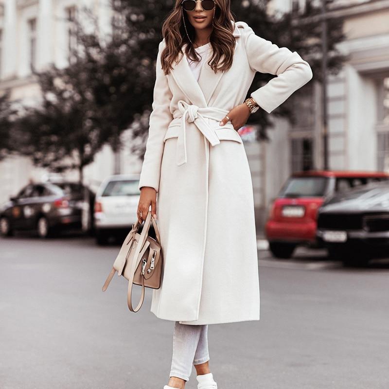 Manteau Long pour Femme avec Ceinture