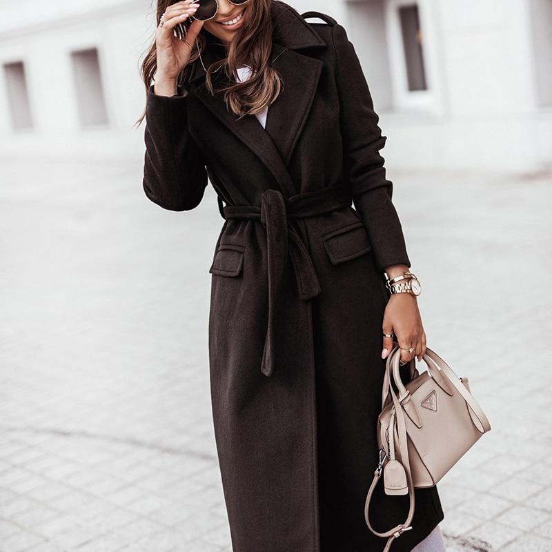 Manteau Long pour Femme avec Ceinture