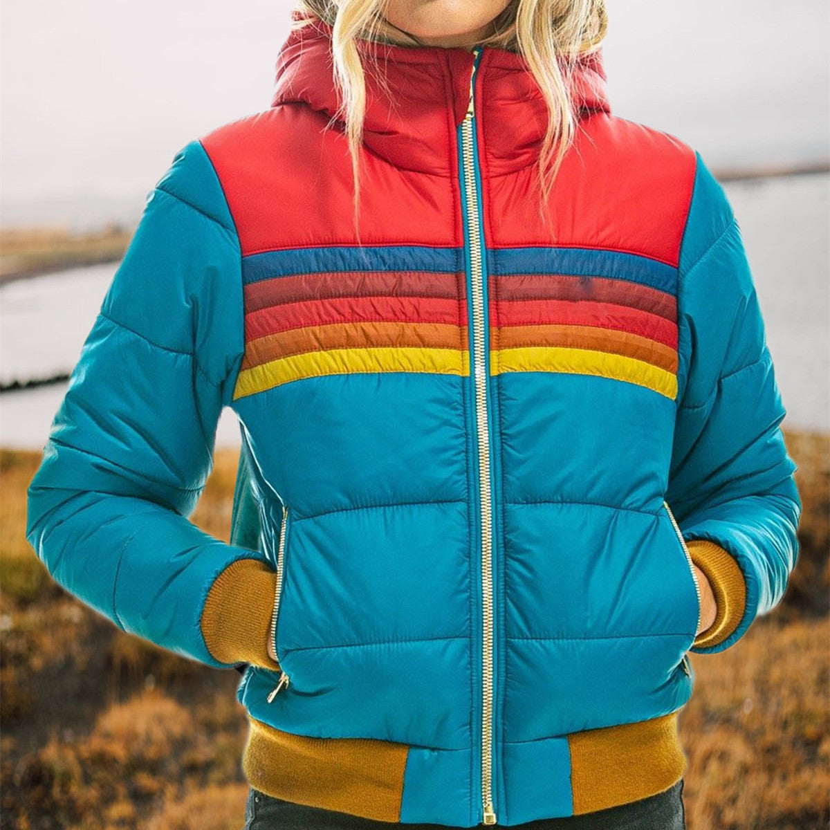 Monique - Doudoune Hiver Femme avec Capuche et Poches Oversize